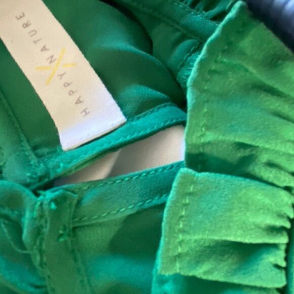 NWT Kelly Green Victorian Boho Ruffle Recycled Polyester Blouse - Picture 11 of 15